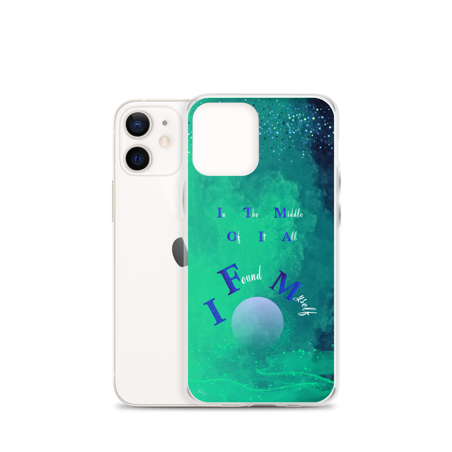 CleariPhoneCase_CELESTIALDREAMS_EmeraldEnigma_12Mini_StarBits