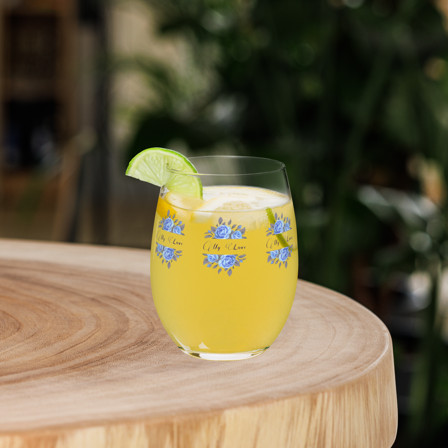 StemlessBeverageGlass_FrenchCountryFloralDesign2_Blue_UniqueGiftSet