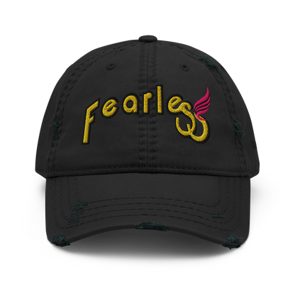 Custom-fearless-Distressed-Dad-Hat-Black-Yellow