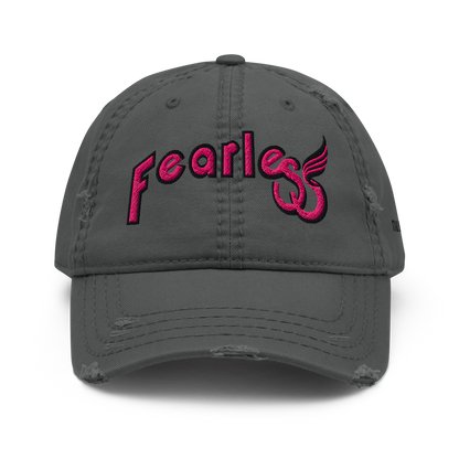 Custom-fearless-Distressed-Dad-Hat-Grey-Pink