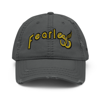 Custom-fearless-Distressed-Dad-Hat-Grey-Yellow