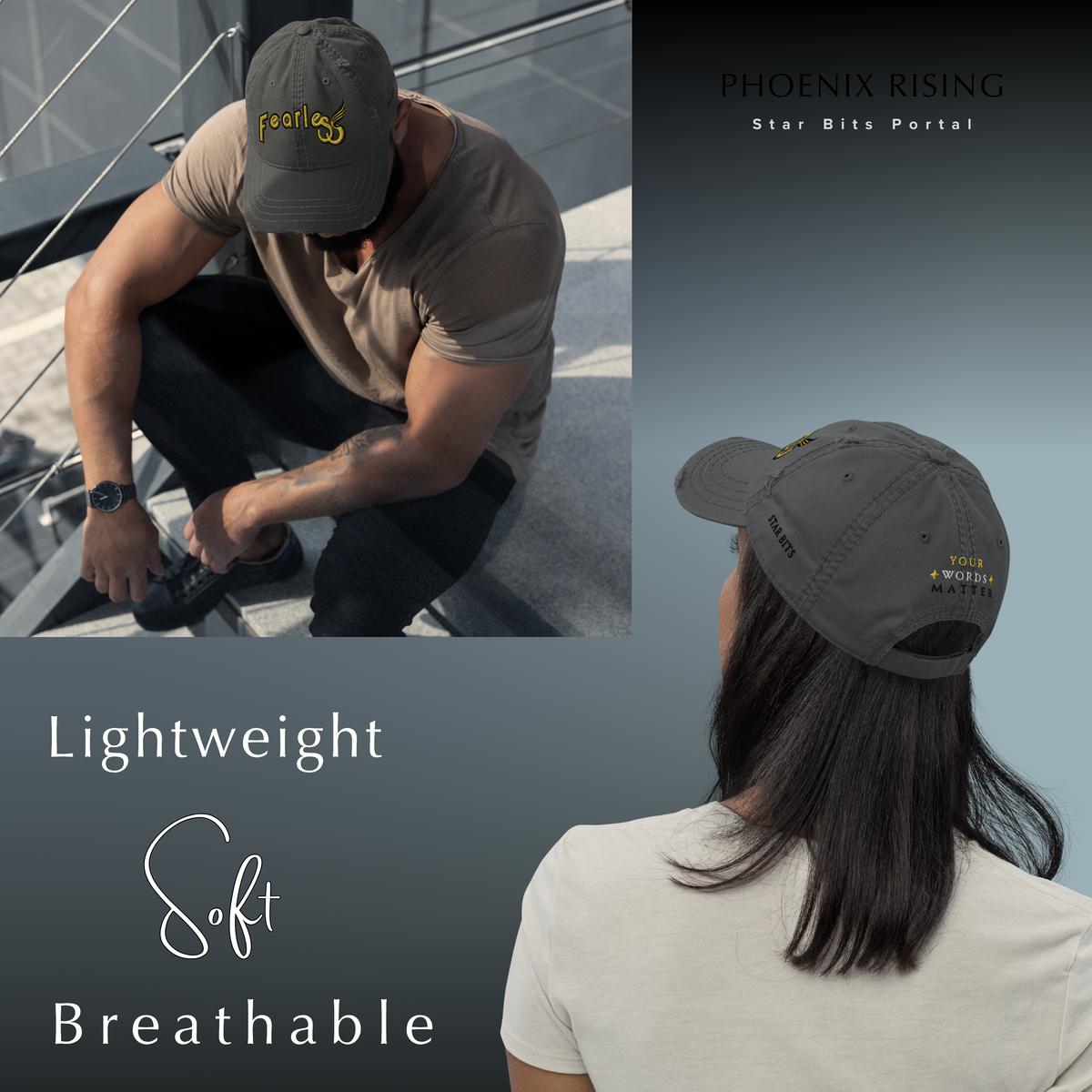 Fearless Distressed Dad Hat - Phoenix Rising