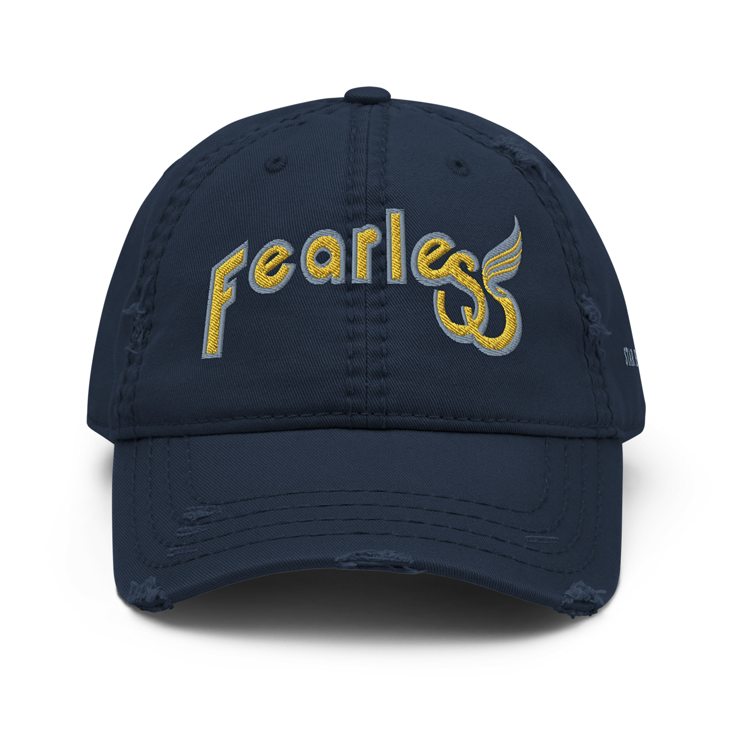 Custom-fearless-Distressed-Dad-Hat-Navy-Yellow