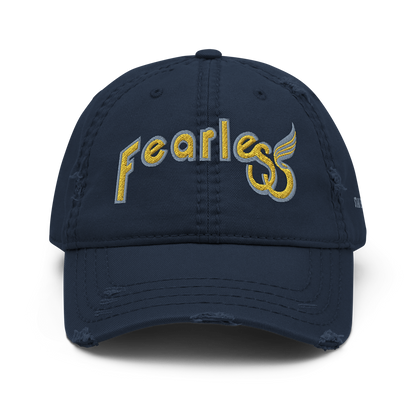 Custom-fearless-Distressed-Dad-Hat-Navy-Yellow