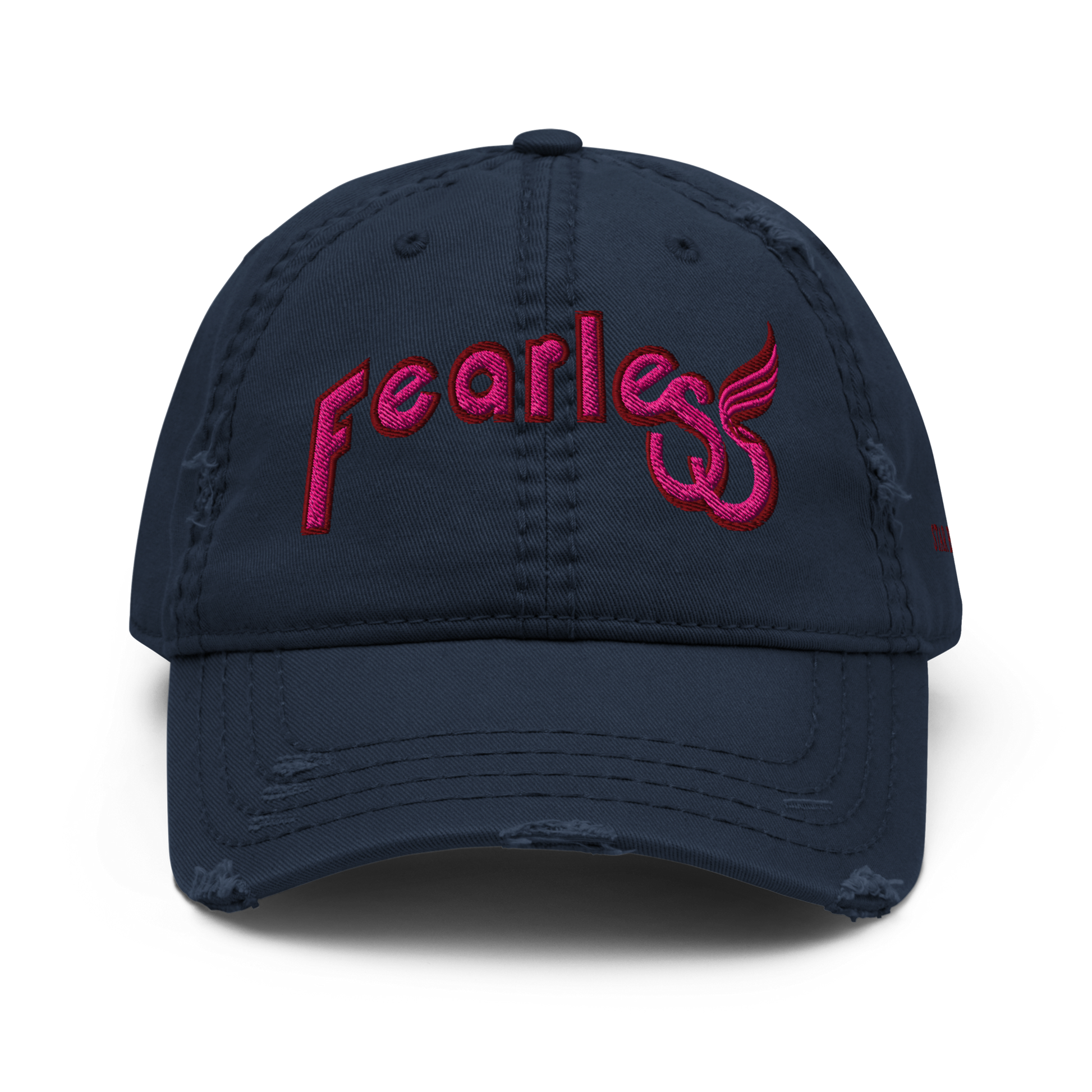 custom-fearless-Distressed-Dad-Hat-Navy-Pink