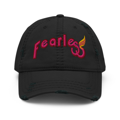 Custom-fearless-Distressed-Dad-Hat-Black-Pink