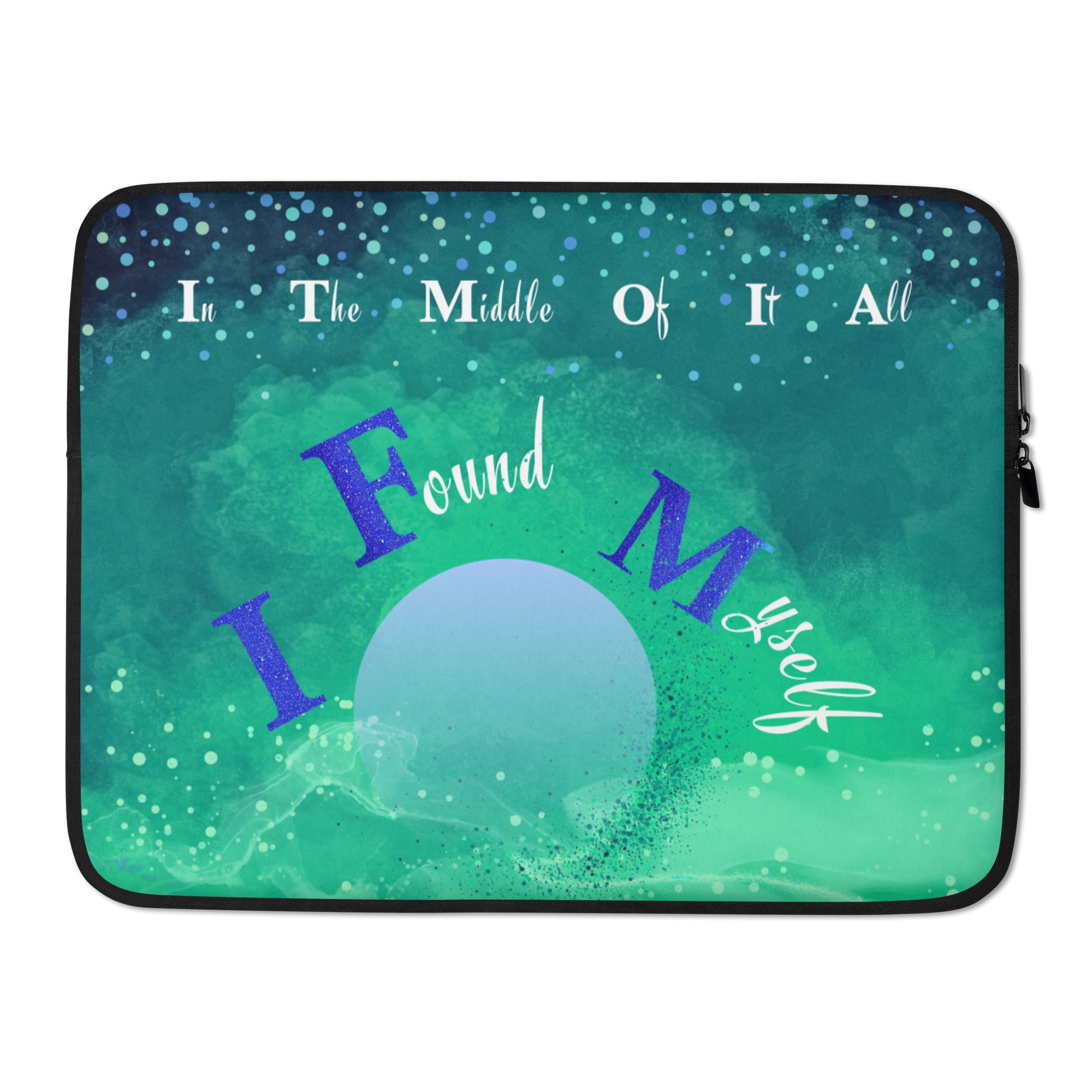 LaptopSleeve_15"_CELESTIALDREAMS_EmeraldEnigma_StarBits 