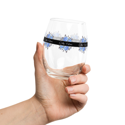 StemlessBeverageGlass_FrenchCountryFloralDesign3_Blue_UniqueGiftSet