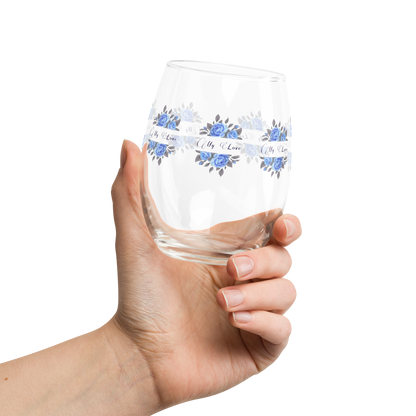 StemlessBeverageGlass_FrenchCountryFloralDesign2_Blue_UniqueGiftSet