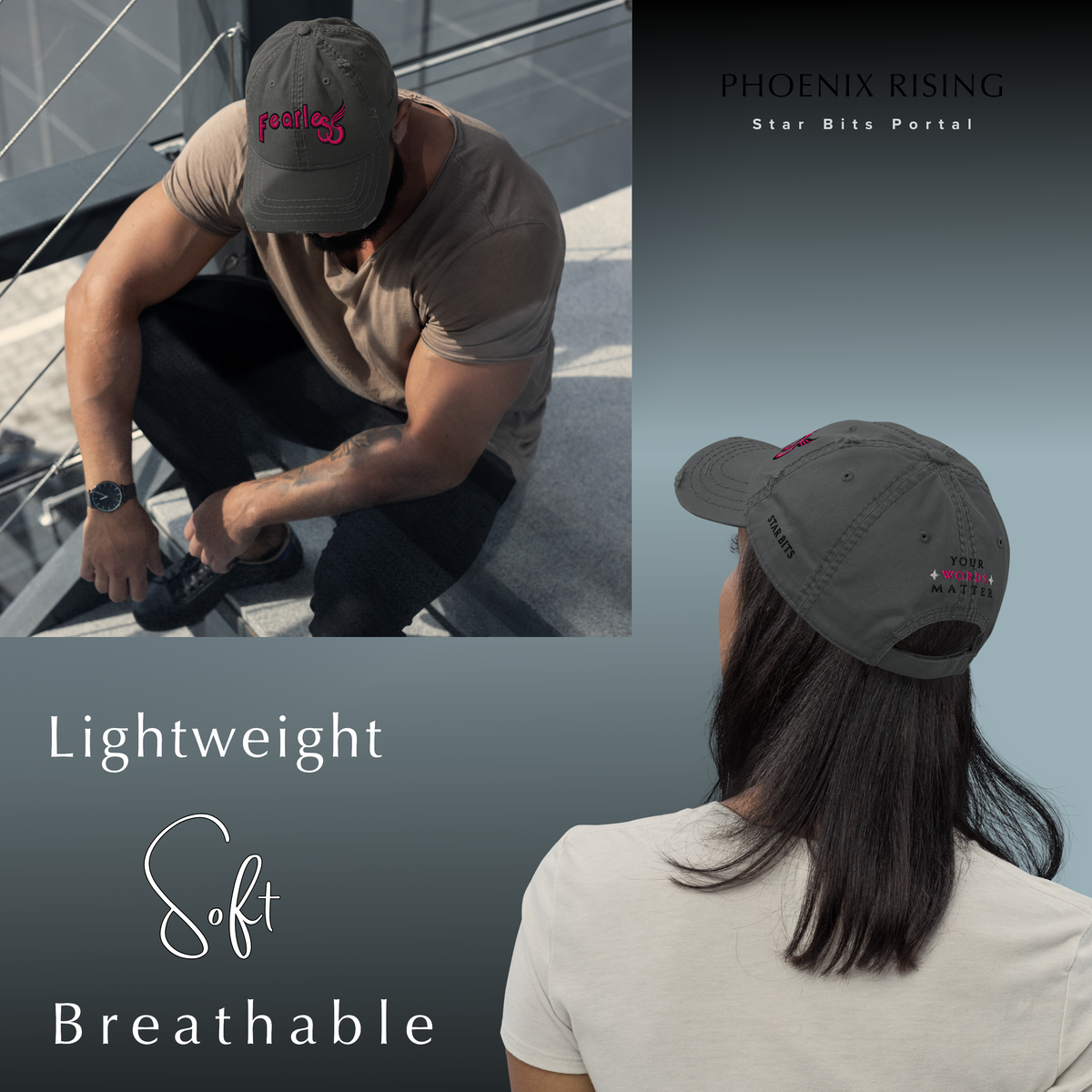 Fearless Distressed Dad Hat - Phoenix Rising